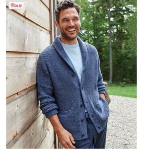 L.L. Bean | Sweaters | Llbean Navy Heavy Organic Cotton Knitted Classic  Shawl Collar Mens Cardigan | Poshmark
